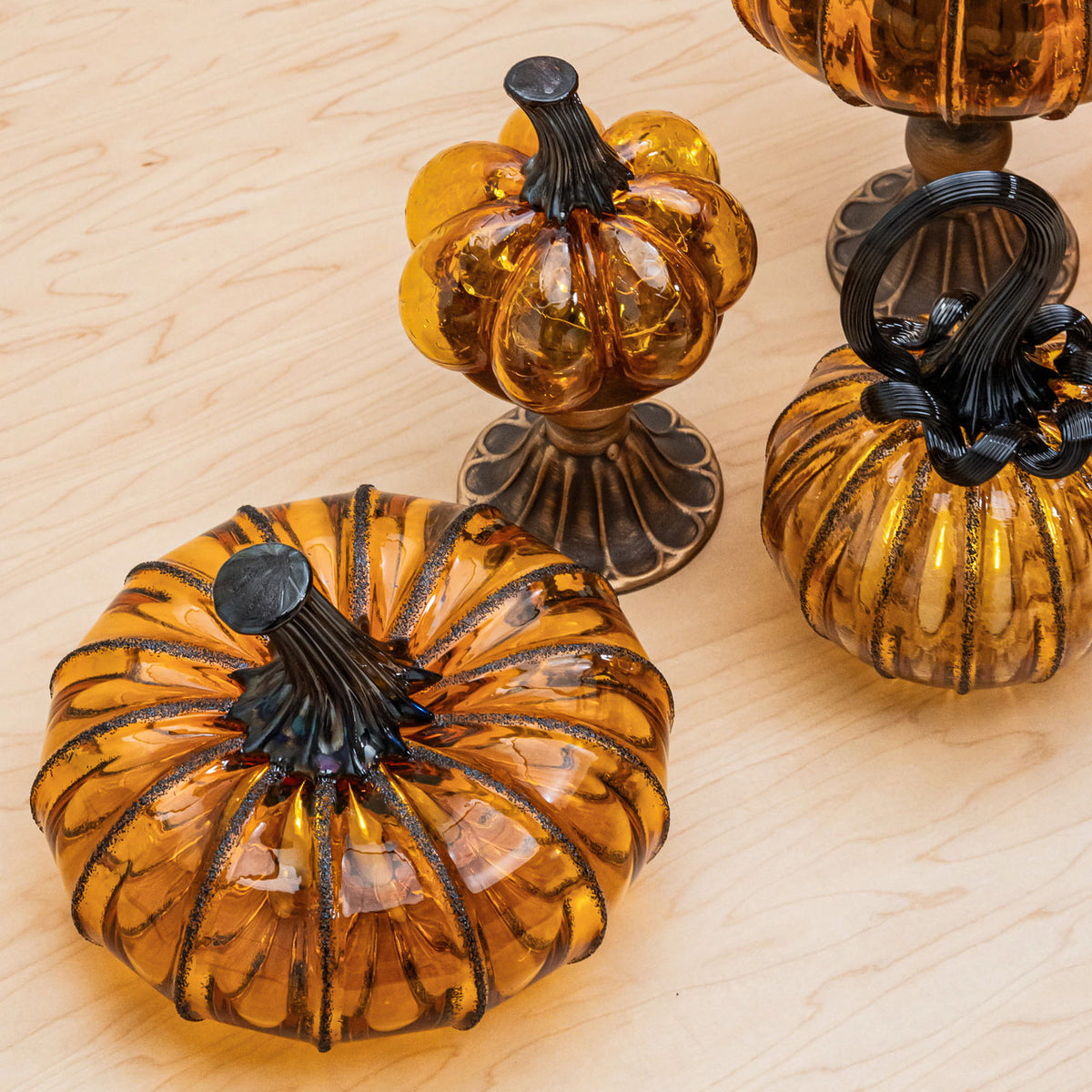 Saffron Sugar Glass Pumpkin w/Tealight