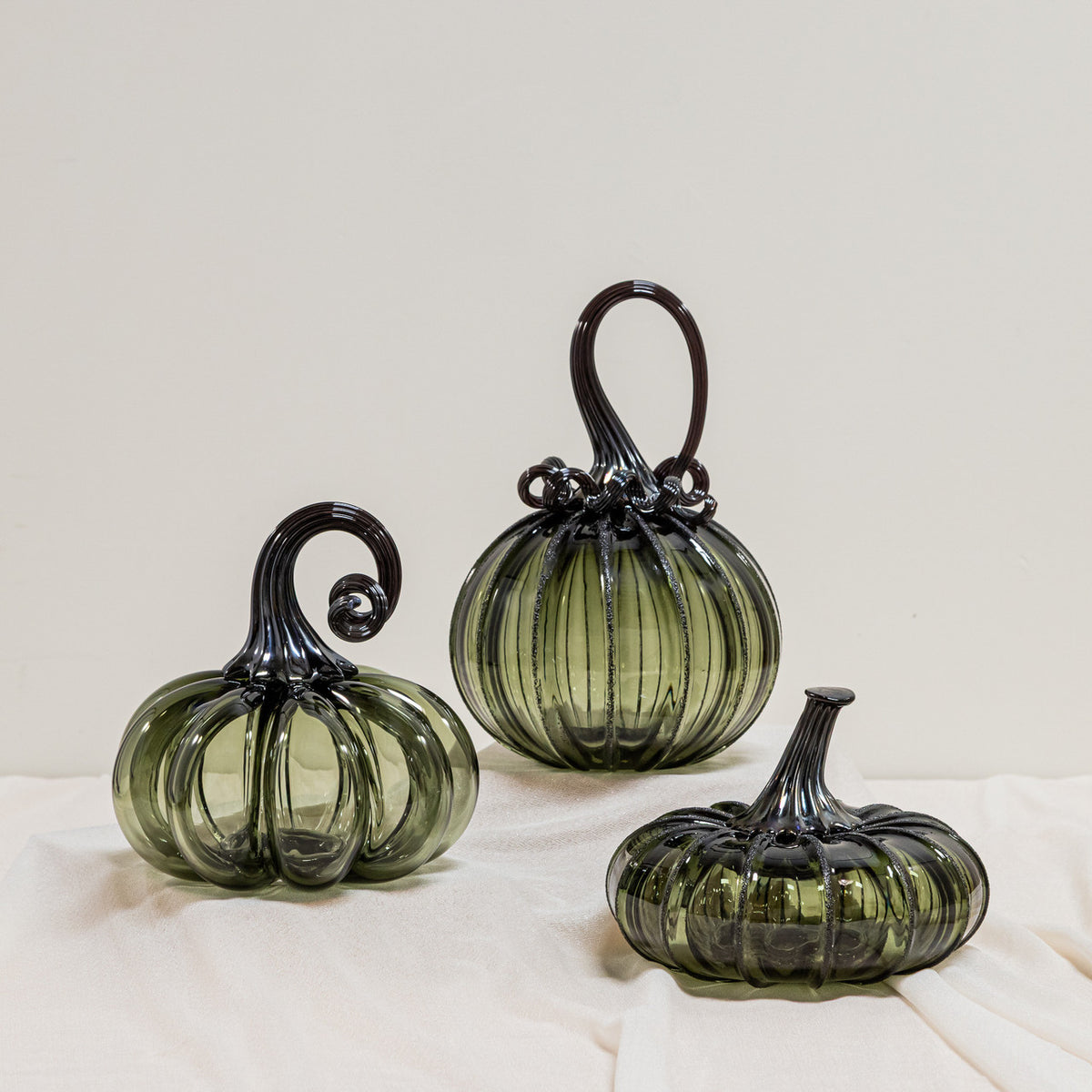 Smokey Tourmaline Glass Pumpkin w/Tealight