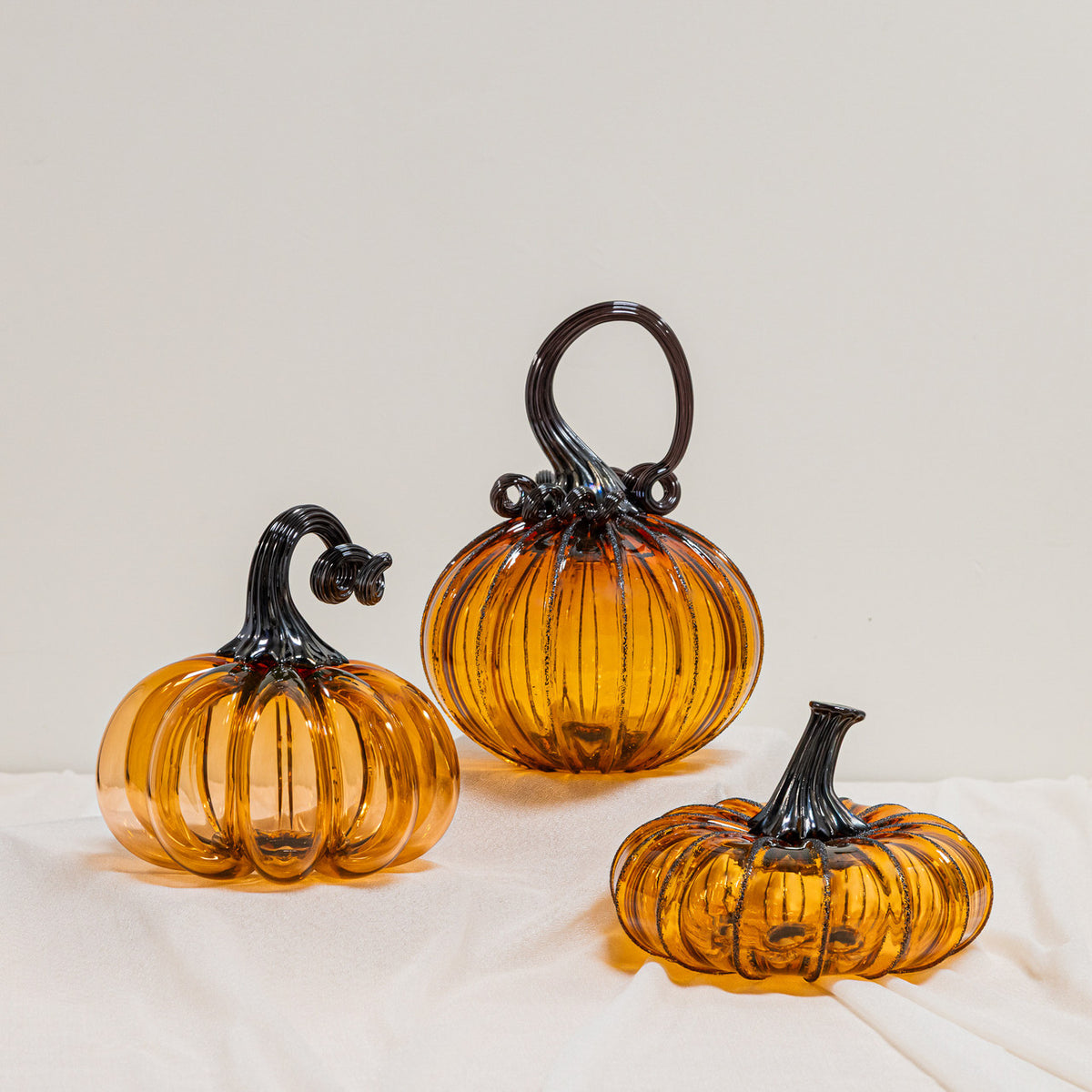 Saffron Sugar Glass Pumpkin w/Tealight