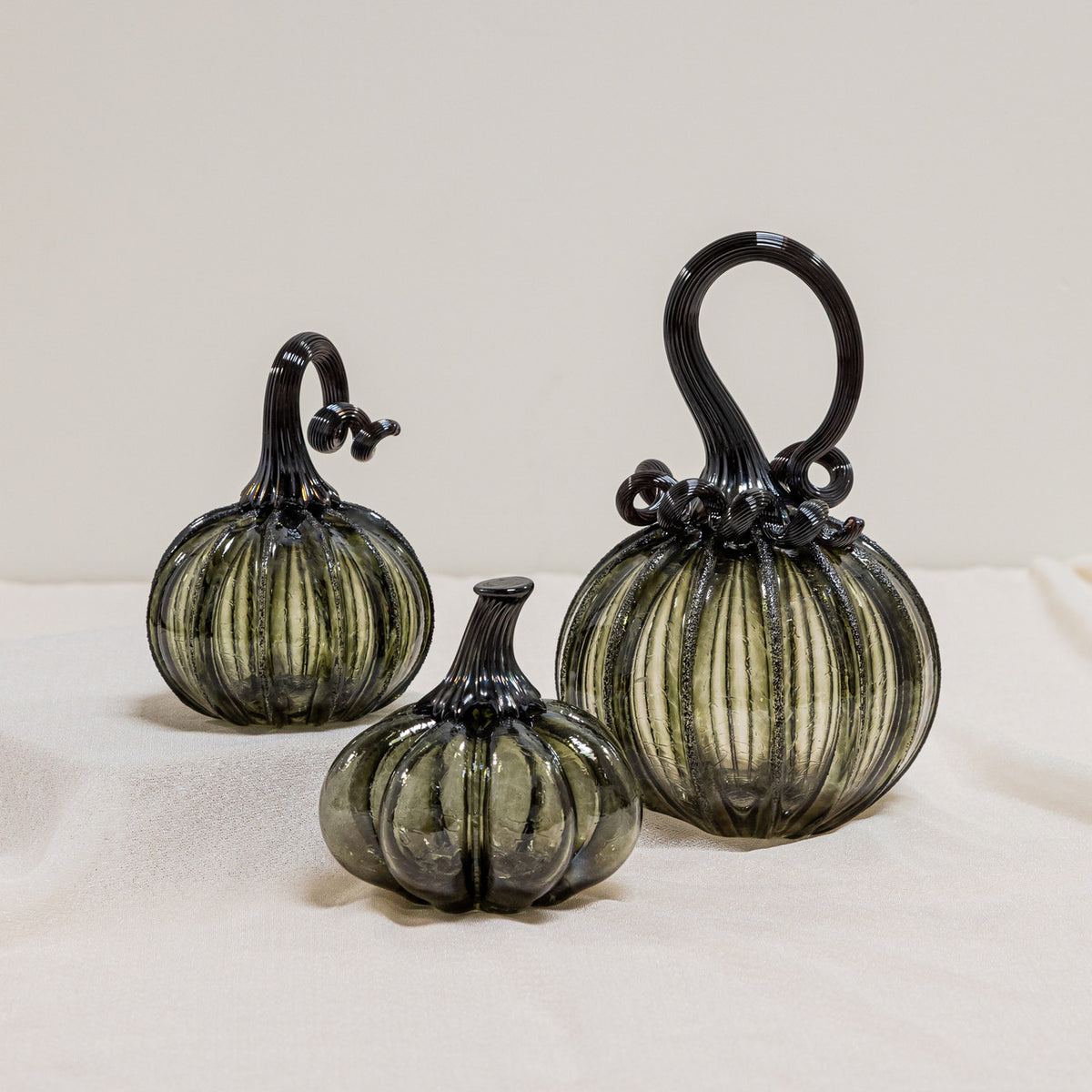 Smokey Tourmaline Glass Pumpkin w/Tealight