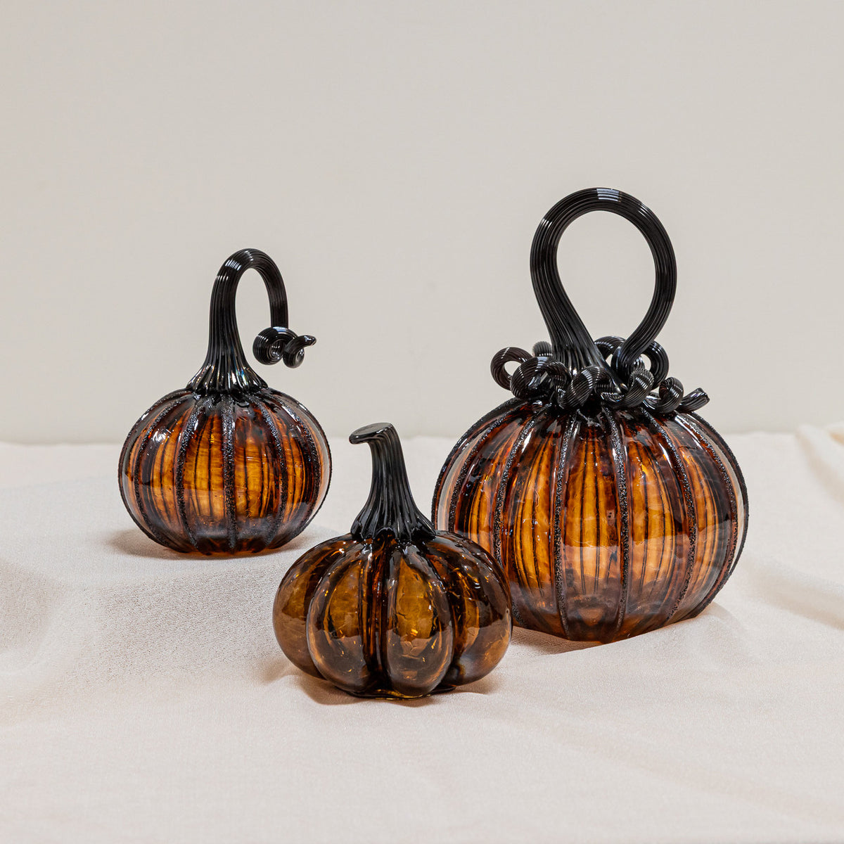 Amber Magic Glass Pumpkin w/Tealight