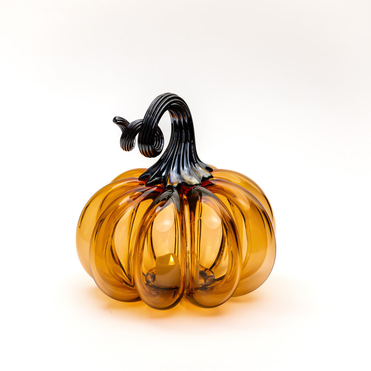 Saffron Sugar Glass Pumpkin w/Tealight