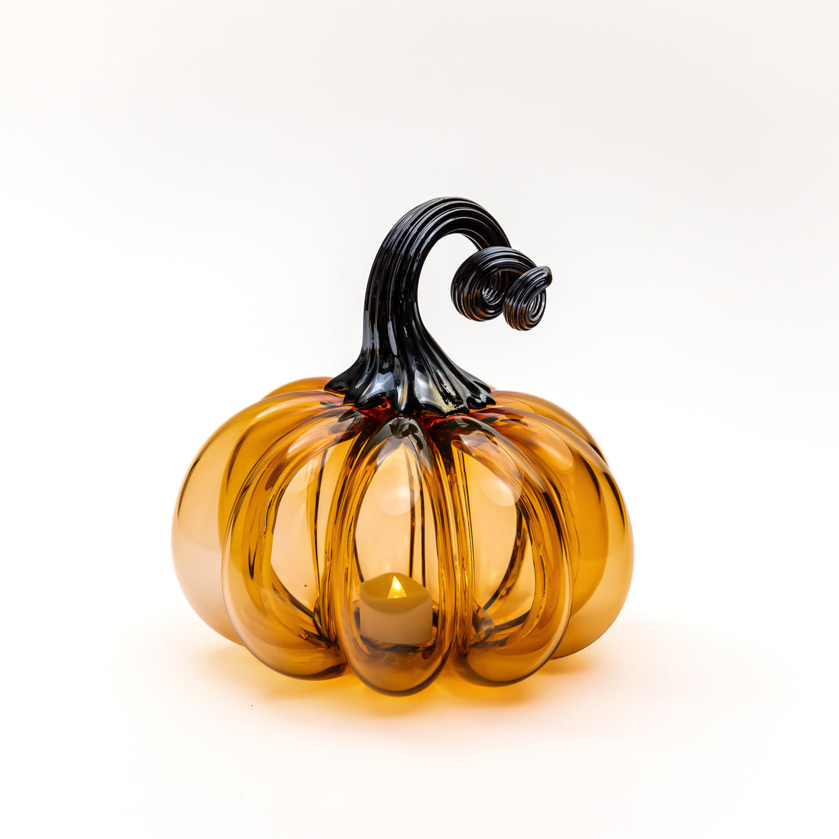 Saffron Sugar Glass Pumpkin w/Tealight
