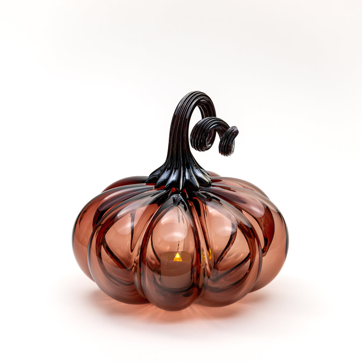 Antique Rose | Smokey Tourmaline | Amber Magic | Set | Handblown Glass Pumpkin w/Tealight