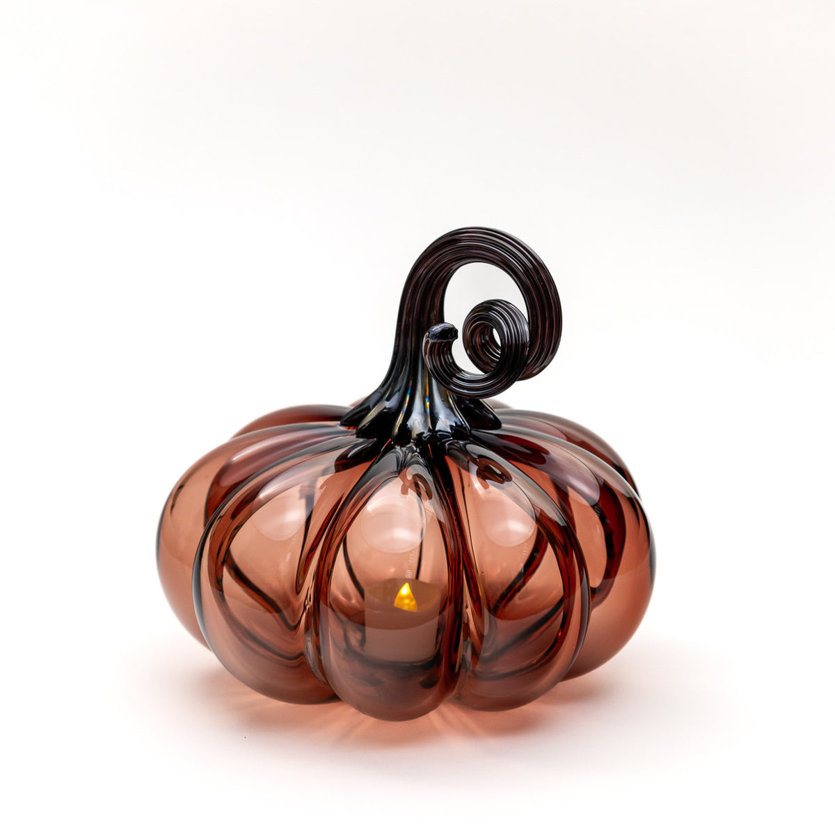 Antique Rose Glass Pumpkin w/Tealight