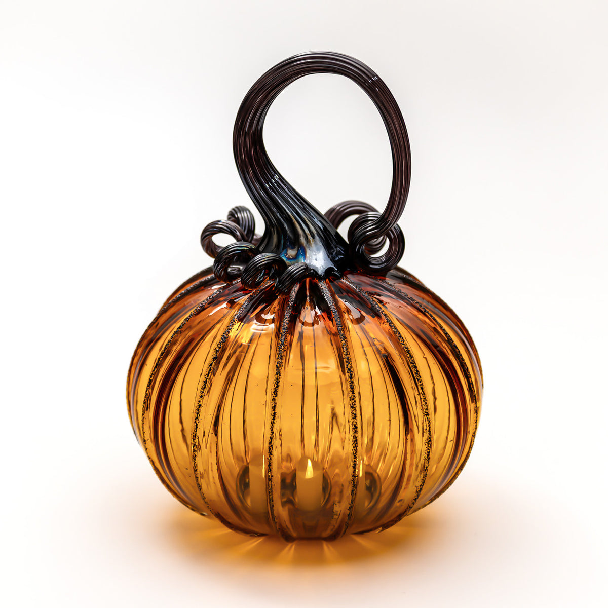 Saffron Sugar Glass Pumpkin w/Tealight