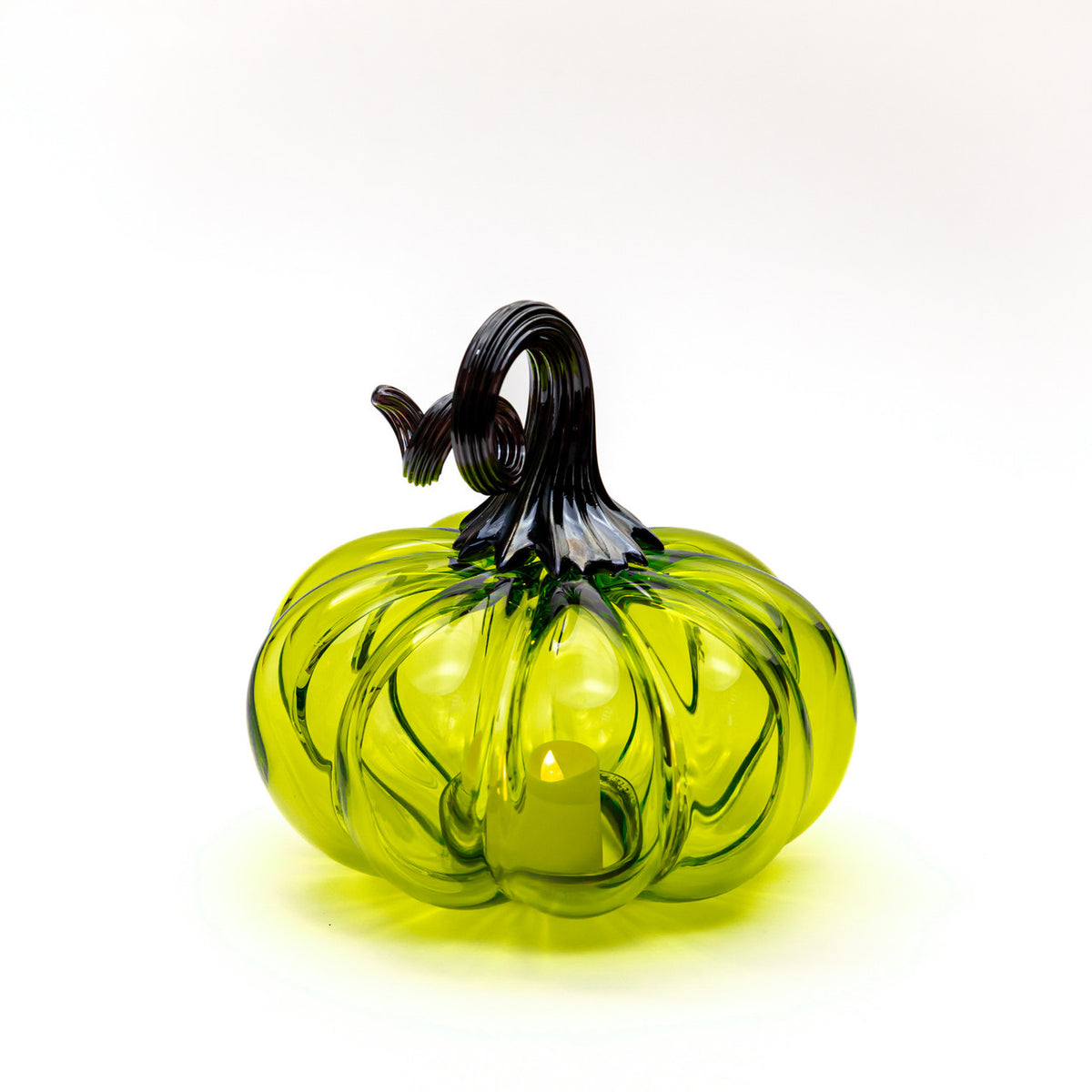 Chartreuse Elixir Glass Pumpkin w/Tealight