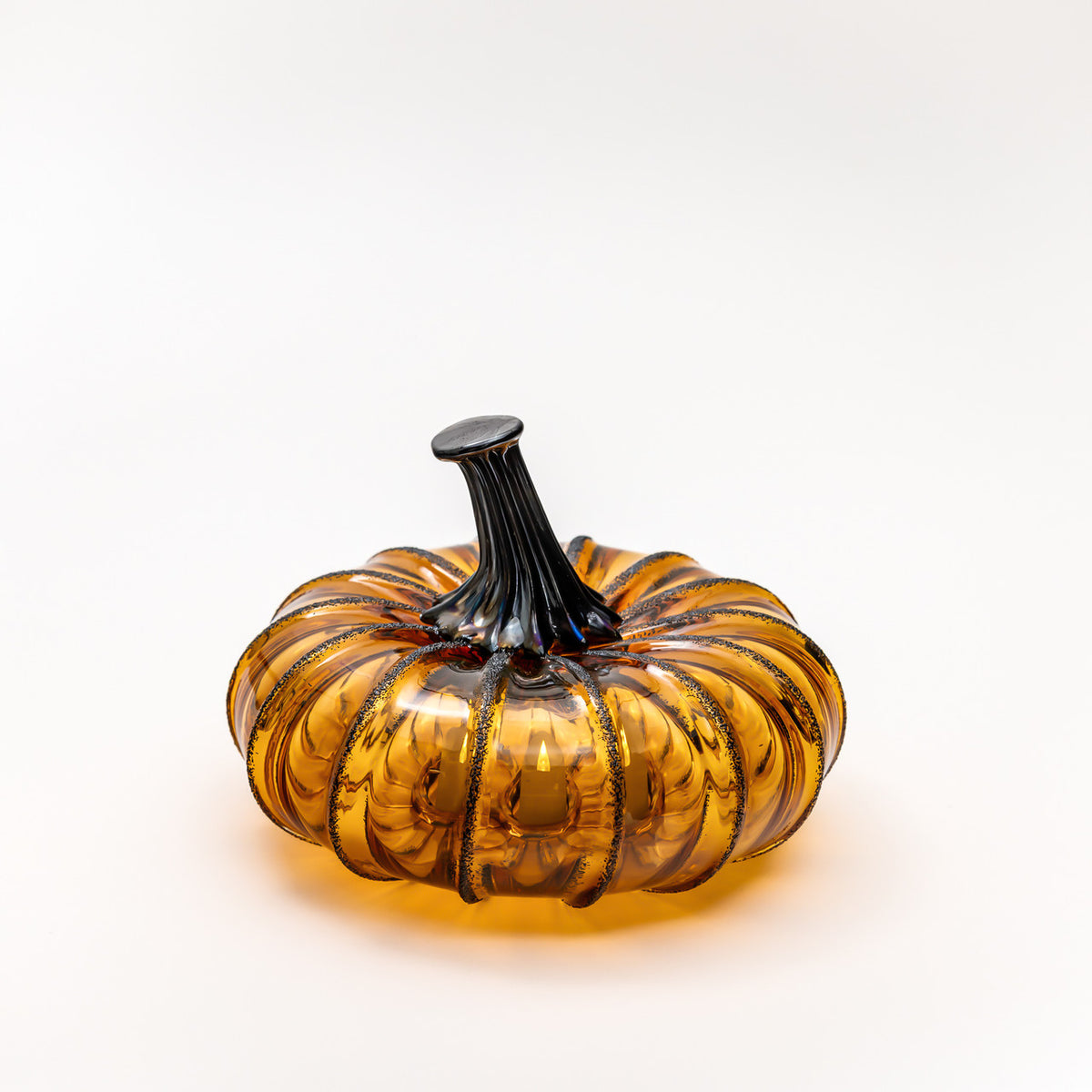 Saffron Sugar Glass Pumpkin w/Tealight