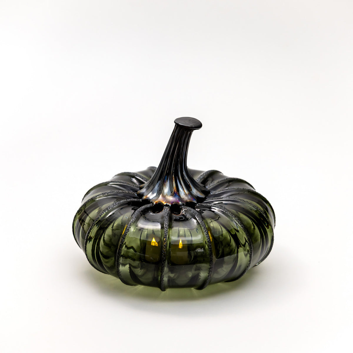 Smokey Tourmaline Glass Pumpkin w/Tealight