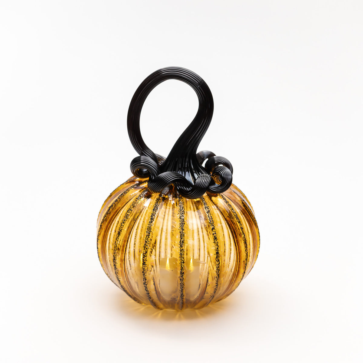 Saffron Sugar Glass Pumpkin w/Tealight