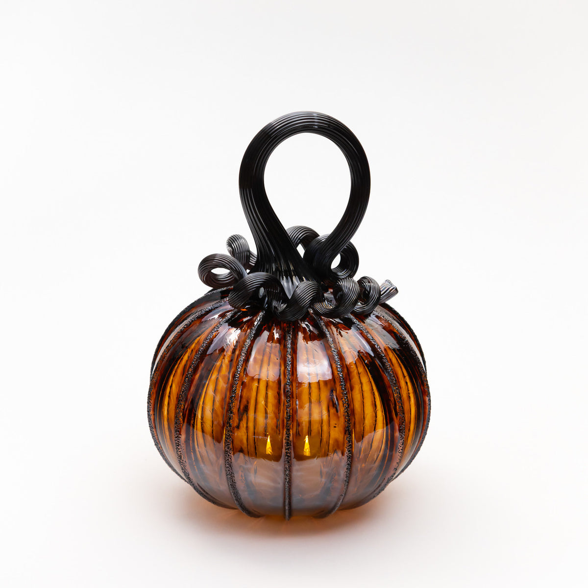 Amber Magic Glass Pumpkin w/Tealight