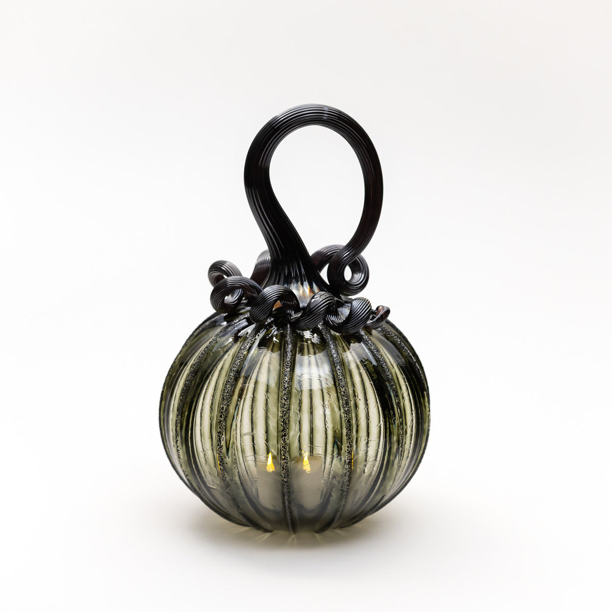 Smokey Tourmaline Glass Pumpkin w/Tealight