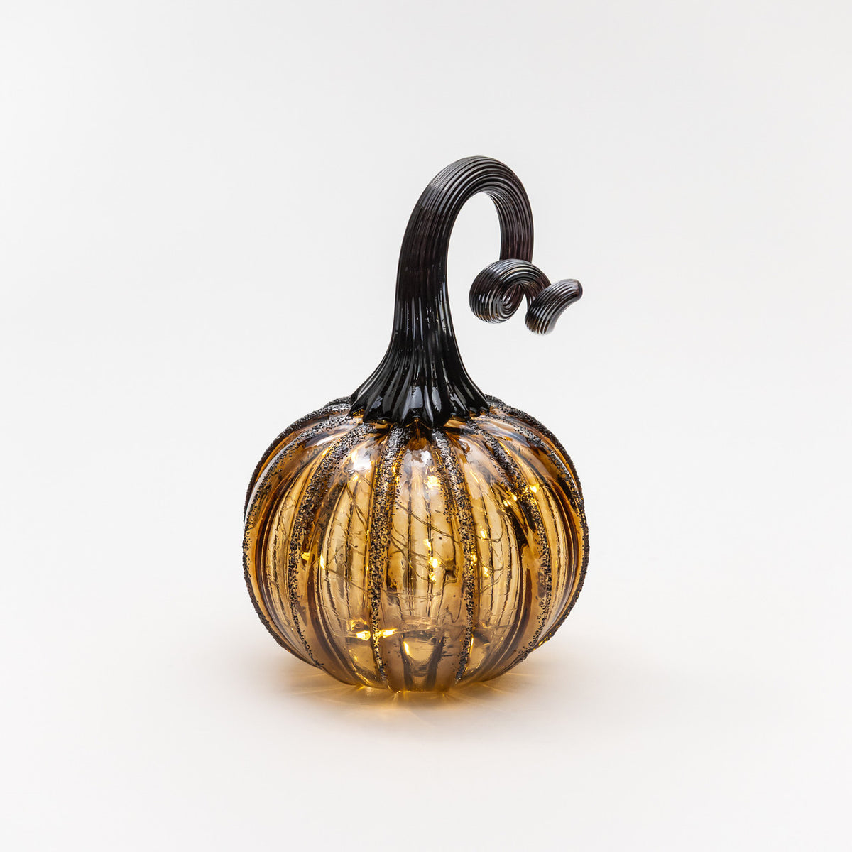 Aged Oak Glass Pumpkin w/Tealight