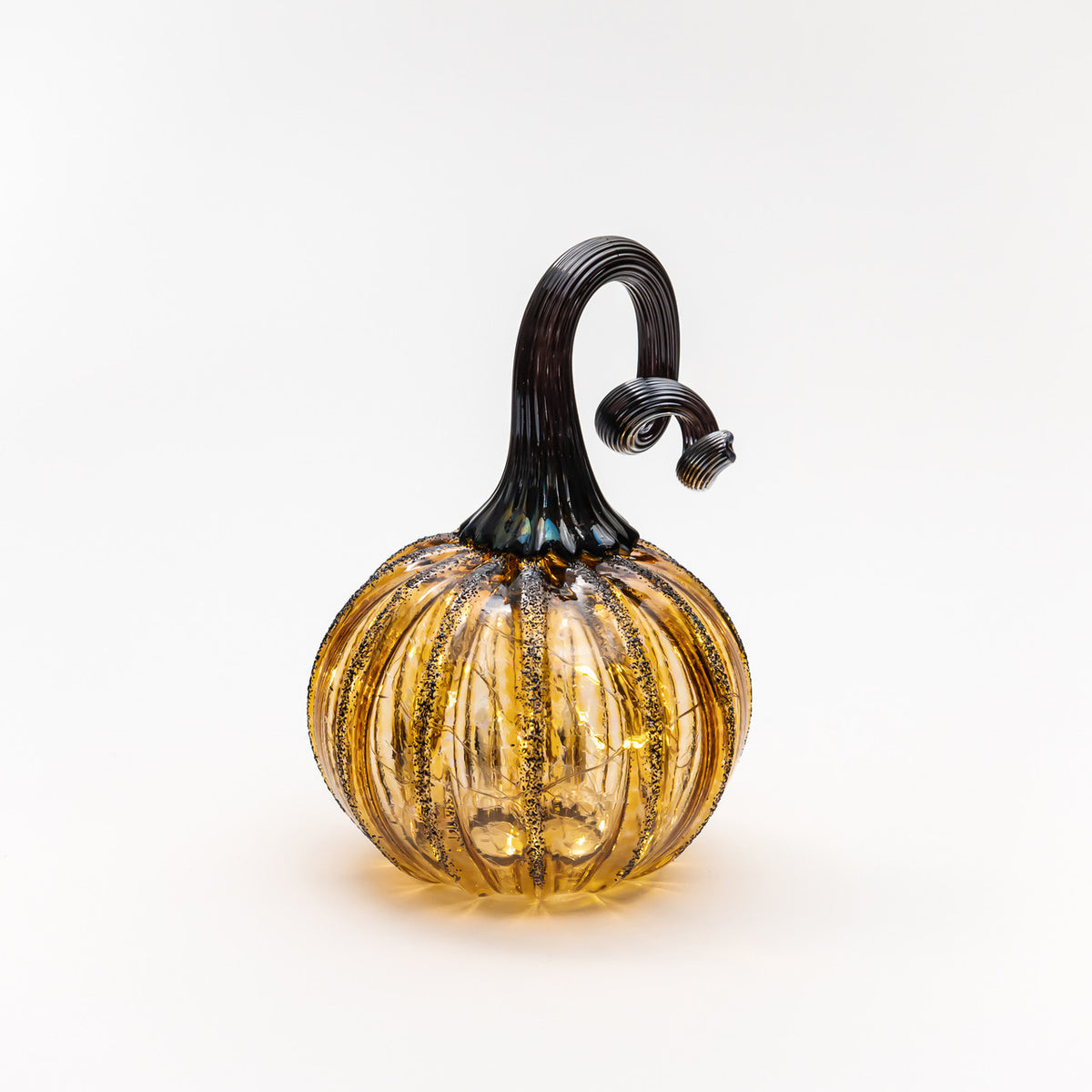 Saffron Sugar Glass Pumpkin w/Tealight