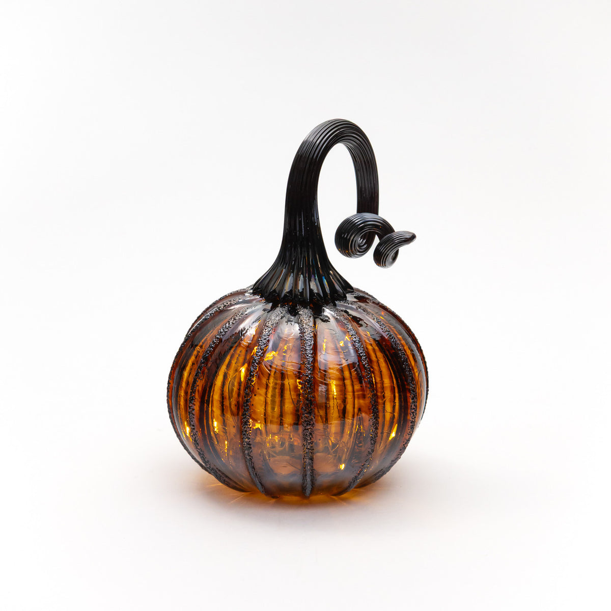 Amber Magic Glass Pumpkin w/Tealight