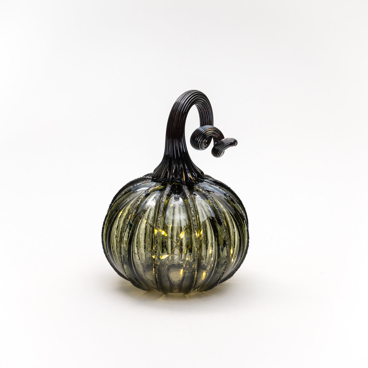 Smokey Tourmaline Glass Pumpkin w/Tealight