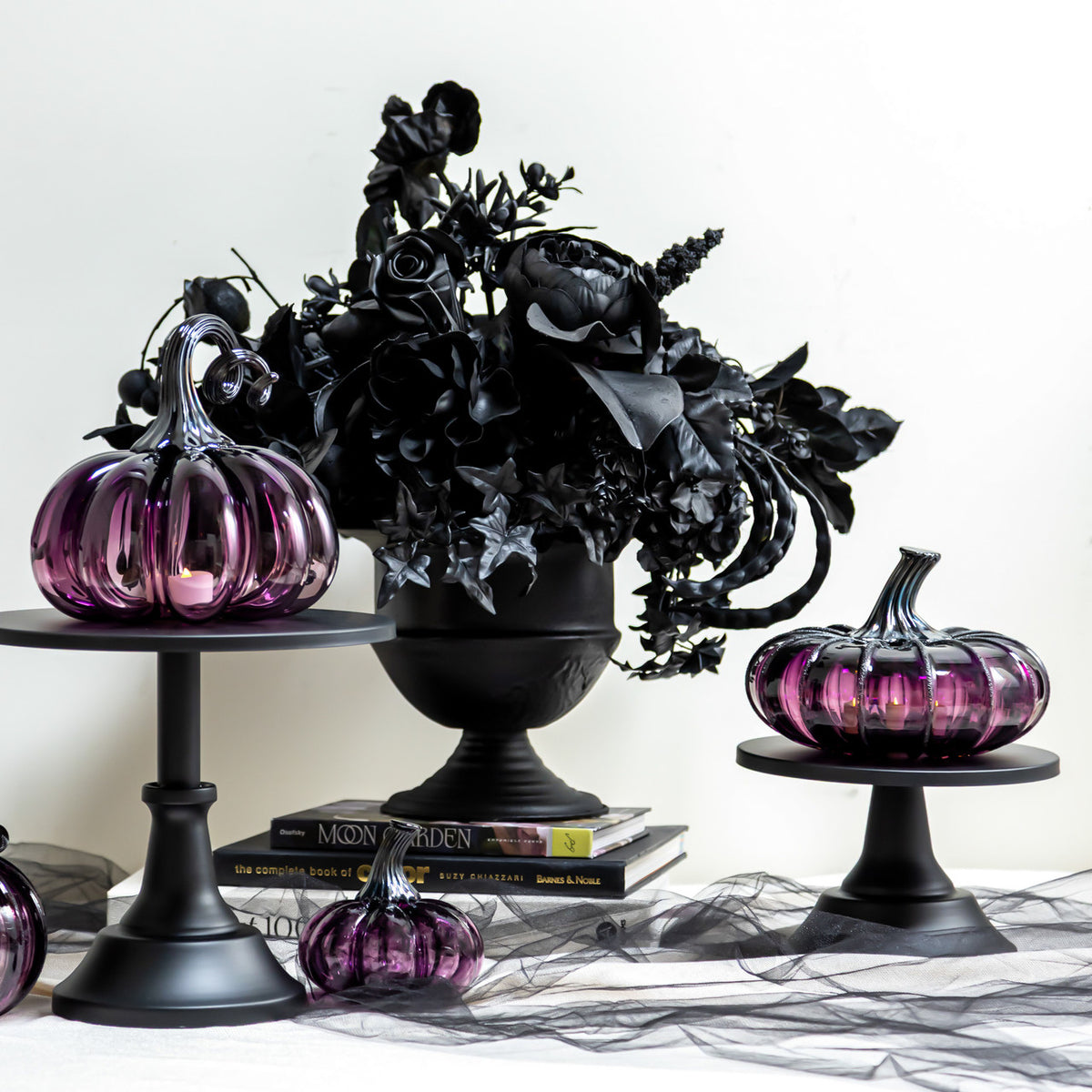 Enchanted Plum Glass Pumpkin w/Tealight